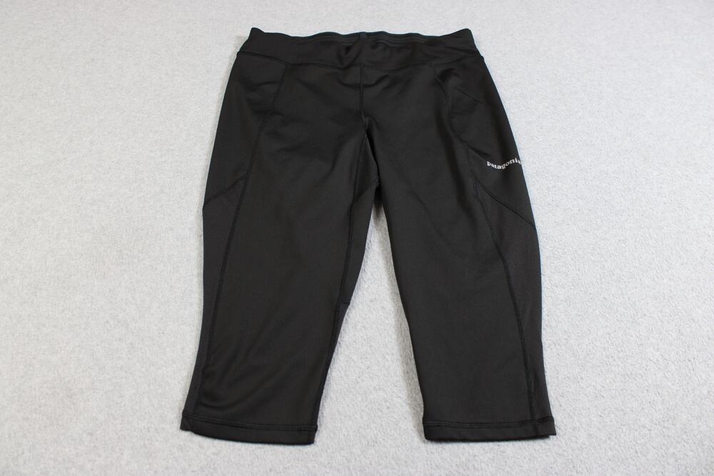 Patagonia Capri Leggings Womens Medium Black Compression Pockets Running Hiking